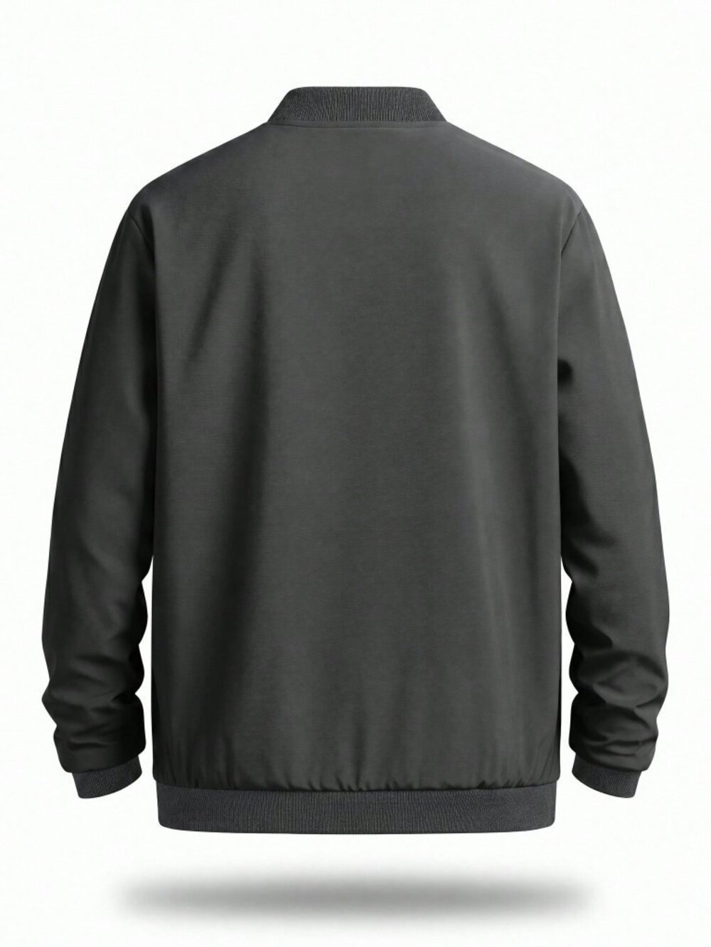 Dark Grey Casual Men's Regular Fit Thermal-Lined Collar Bomber Jacket - Picture 2 of 5